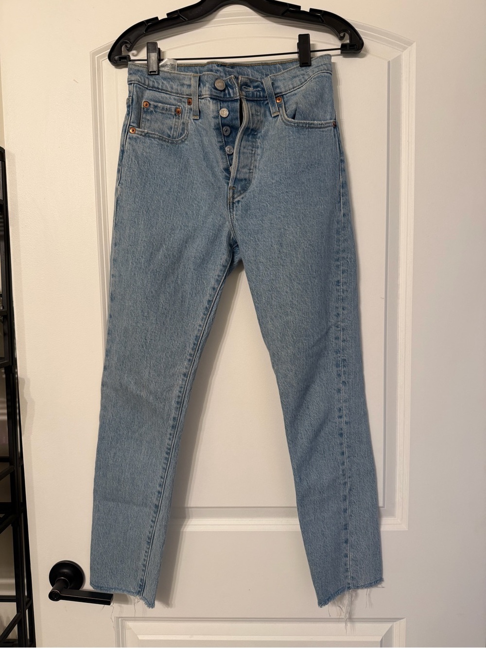 Levi's Light Blue High-Rise Button-Fly Cropped Jeans 501s